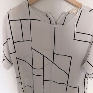 Miami high-low blouse. Block print. Gently worn